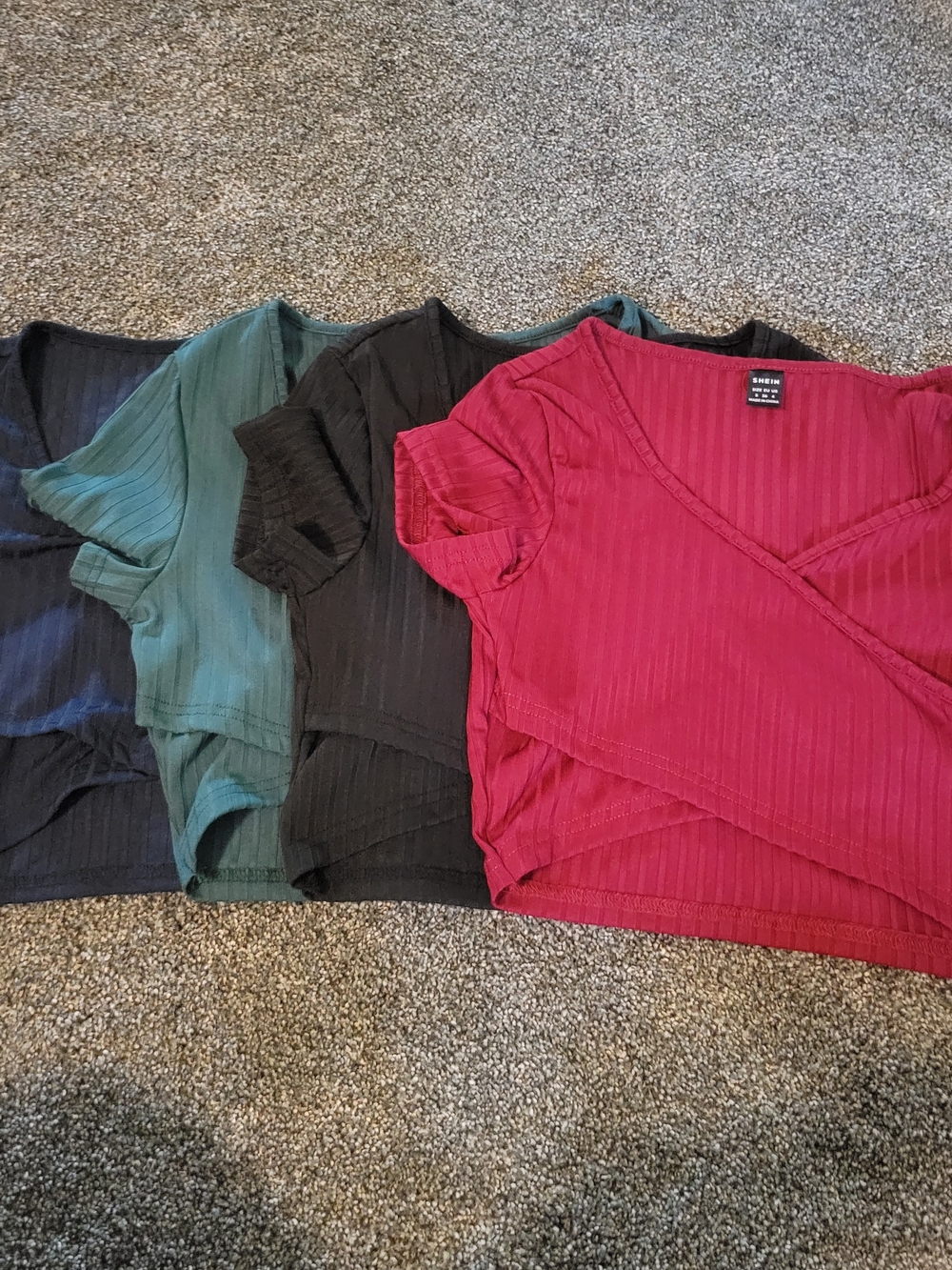 SHEIN shirts Lot Ribbed Wrap Crop Top XS/S mixed